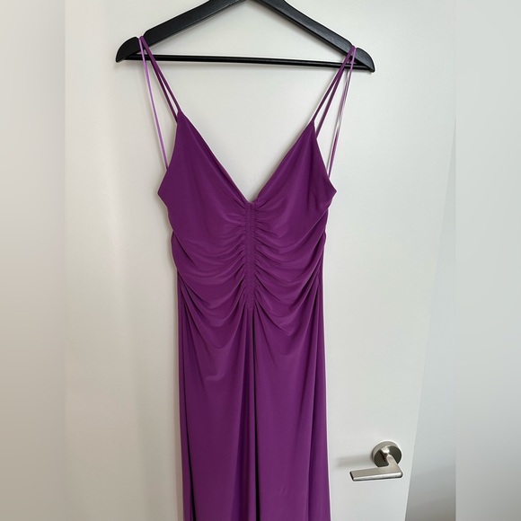 Zara Midi Dress with Ruching in Purple | M - Picture 4 of 6